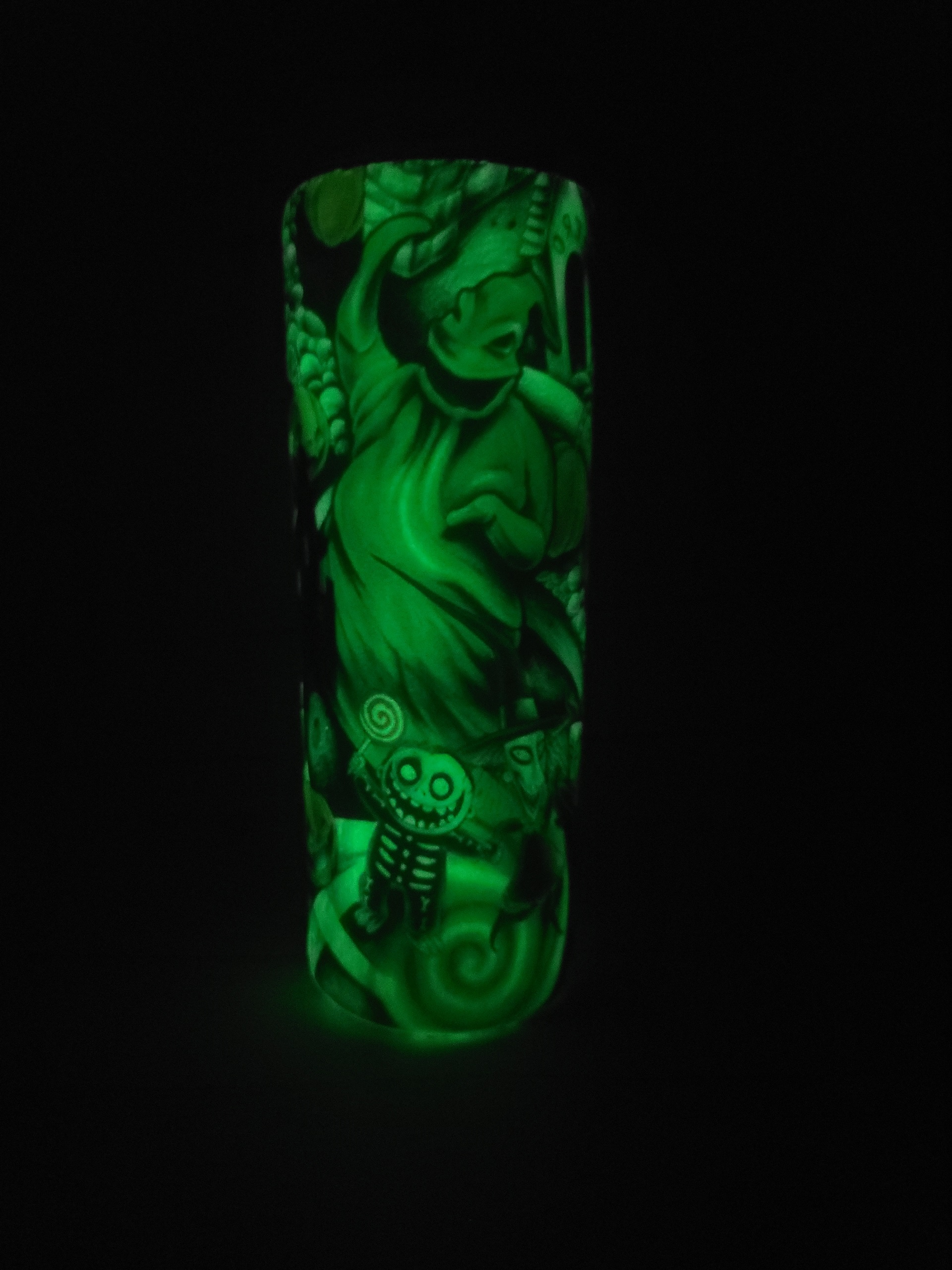 the nightmare before Christmas glow in the dark tumbler with oogie head